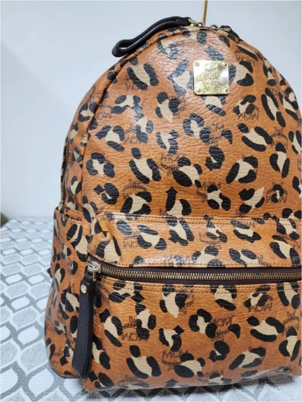 Authentic MCM Leopard Print Backpack Brown/Black